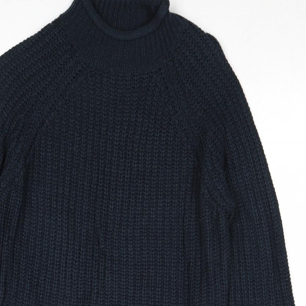 Only Womens Blue High Neck Acrylic Pullover Jumper Size S