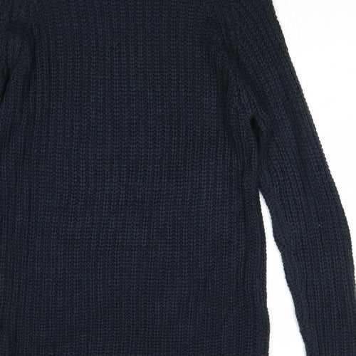 Only Womens Blue High Neck Acrylic Pullover Jumper Size S