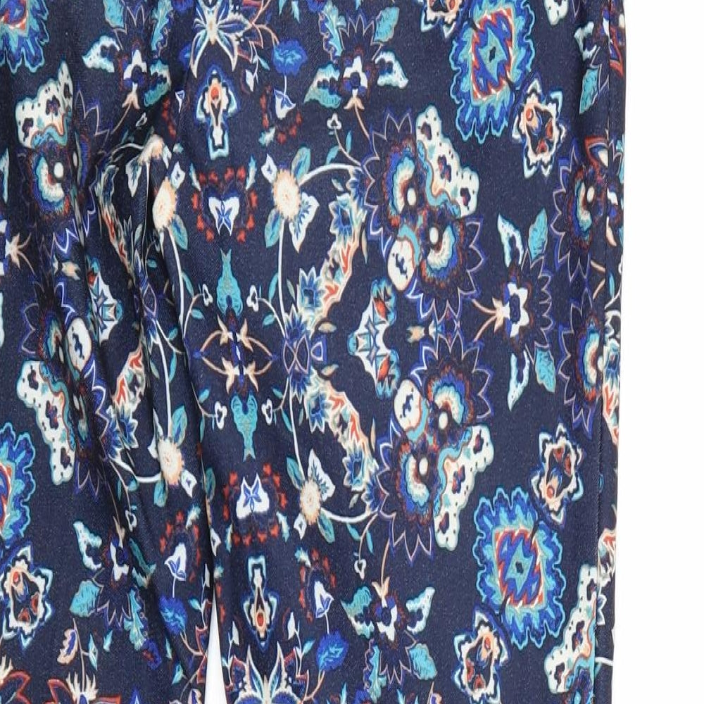New Look Womens Blue Floral Polyester Chino Trousers Size 10 Regular Zip