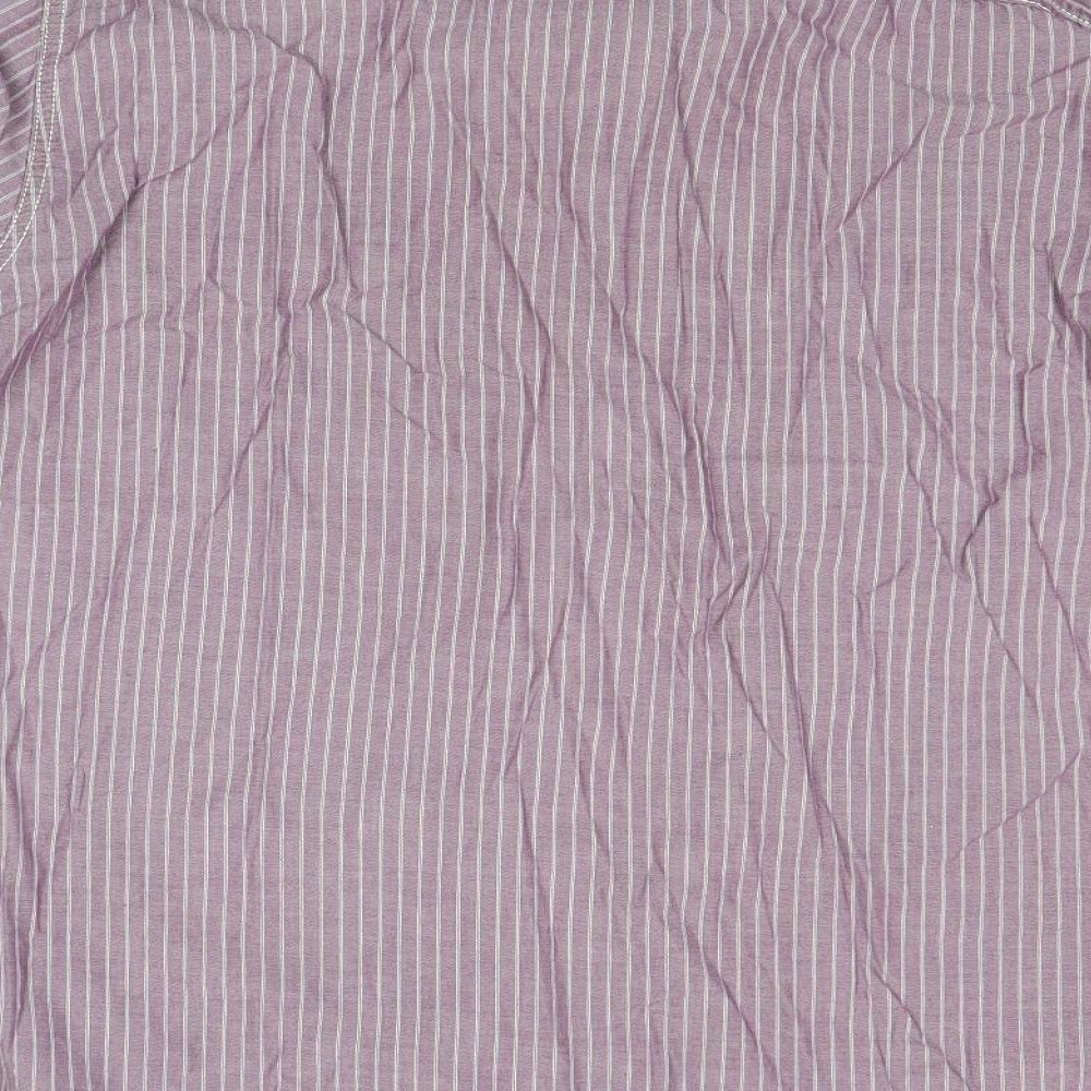 Marks and Spencer Mens Purple Striped Cotton Button-Up Size L Collared Button