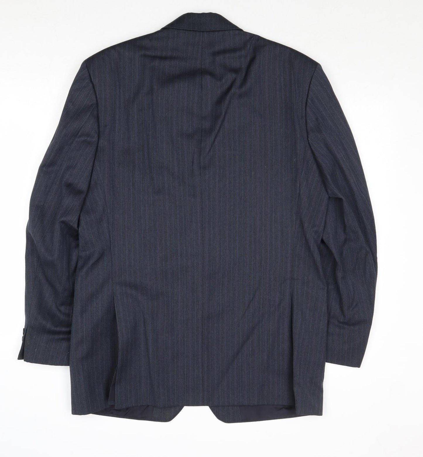 Marks and Spencer Mens Blue Striped Polyester Jacket Suit Jacket Size 40 Regular