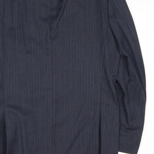 Marks and Spencer Mens Blue Striped Polyester Jacket Suit Jacket Size 40 Regular