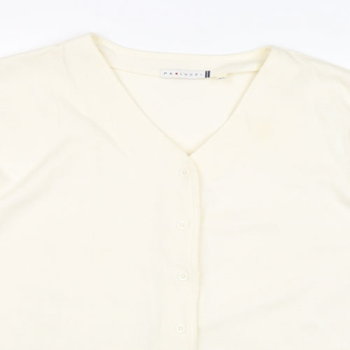 Pa Lucci Womens Ivory V-Neck Polyester Cardigan Jumper Size M