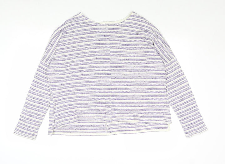 Marks and Spencer Womens Purple Round Neck Striped Cotton Pullover Jumper Size 12