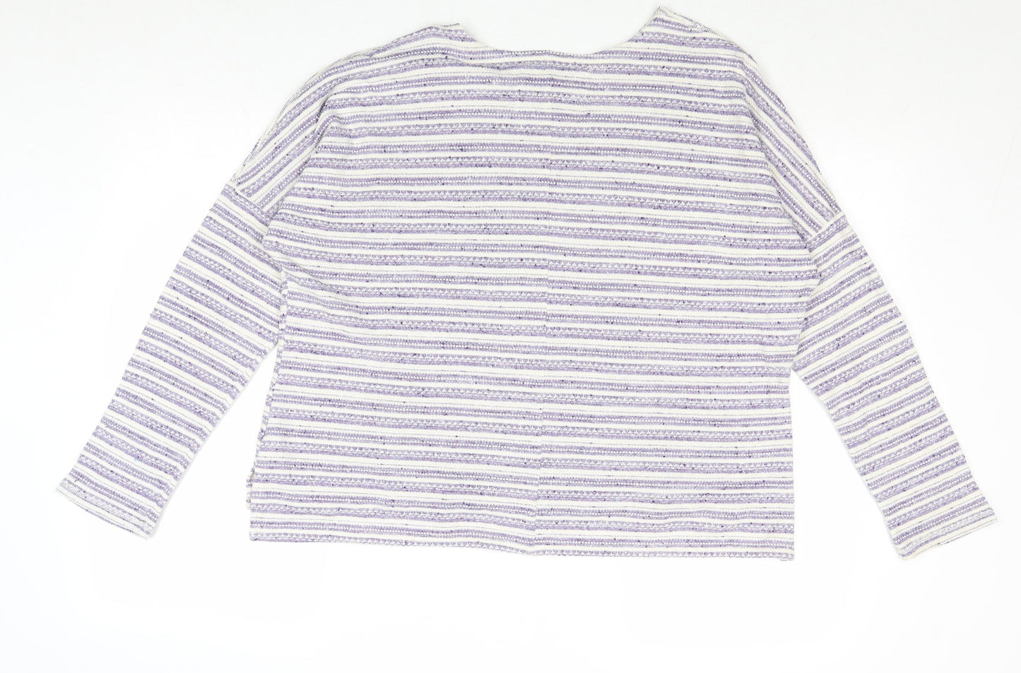 Marks and Spencer Womens Purple Round Neck Striped Cotton Pullover Jumper Size 12