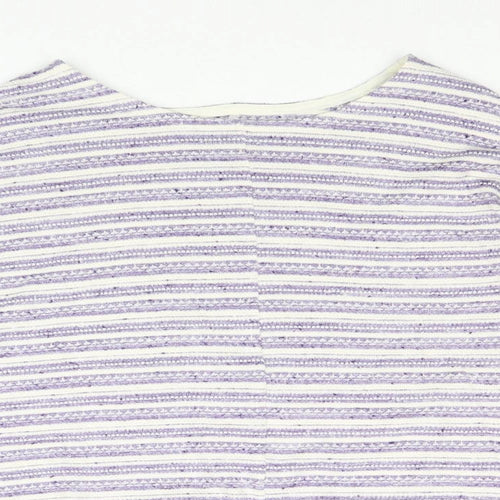 Marks and Spencer Womens Purple Round Neck Striped Cotton Pullover Jumper Size 12