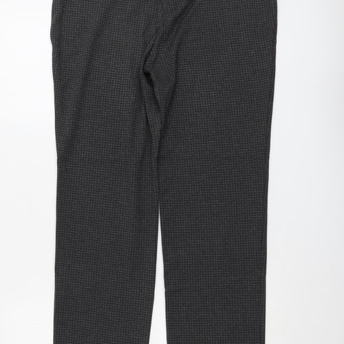Marks and Spencer Womens Grey Geometric Viscose Trousers Size 12 L28 in Regular