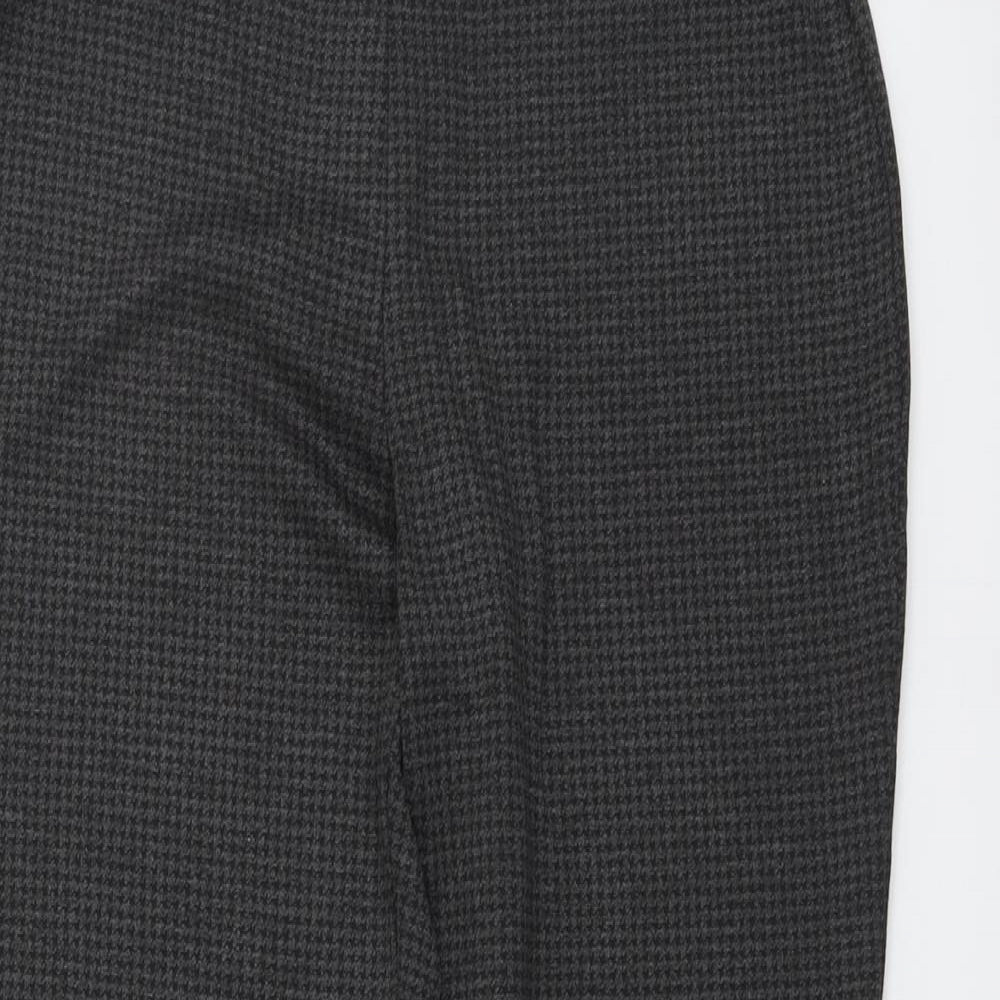 Marks and Spencer Womens Grey Geometric Viscose Trousers Size 12 L28 in Regular