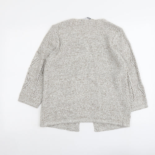 EWM Womens Beige Round Neck Acrylic Cardigan Jumper Size S