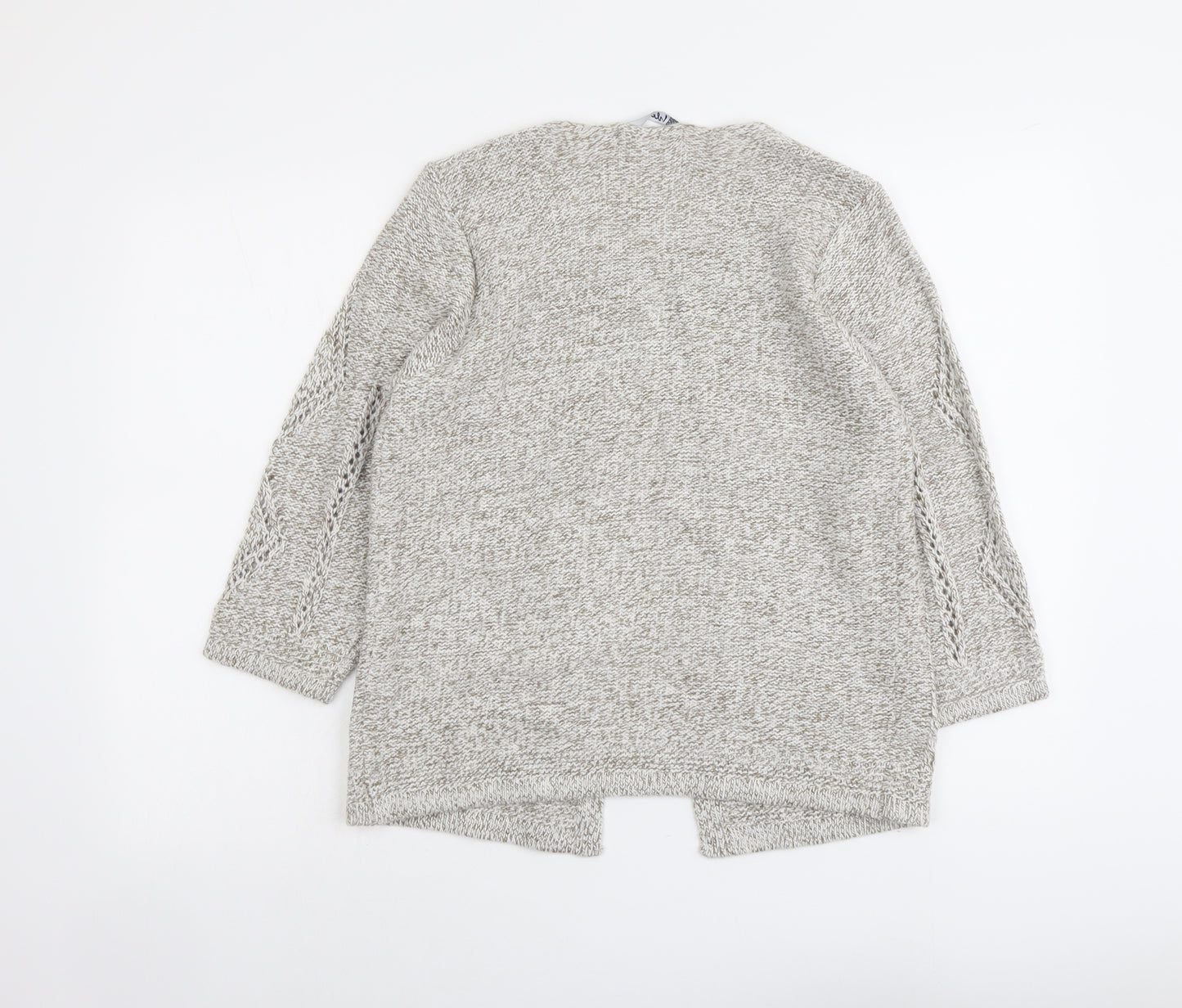 EWM Womens Beige Round Neck Acrylic Cardigan Jumper Size S