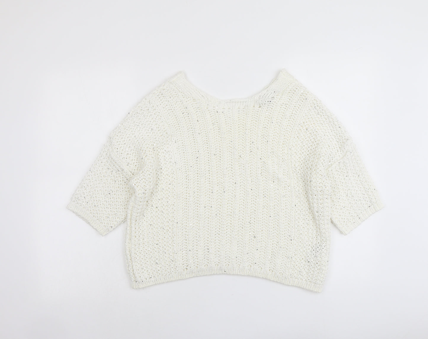 NEXT Womens Ivory Round Neck Acrylic Pullover Jumper Size M