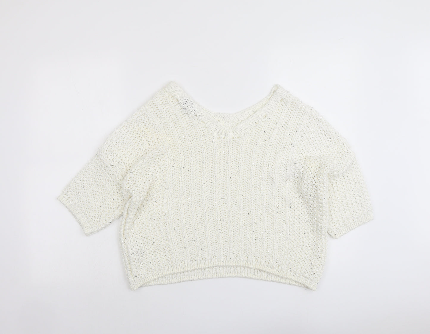 NEXT Womens Ivory Round Neck Acrylic Pullover Jumper Size M
