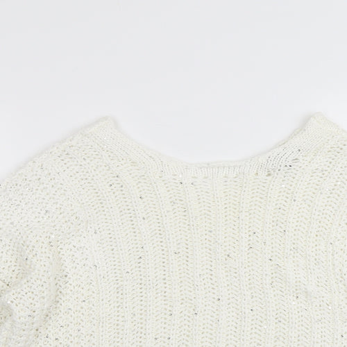 NEXT Womens Ivory Round Neck Acrylic Pullover Jumper Size M