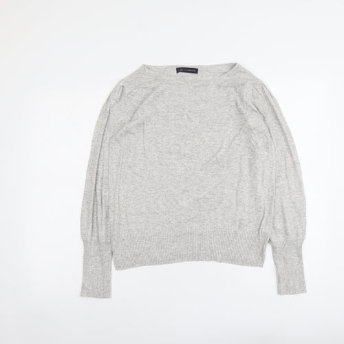 Marks and Spencer Womens Grey Round Neck Viscose Pullover Jumper Size 14