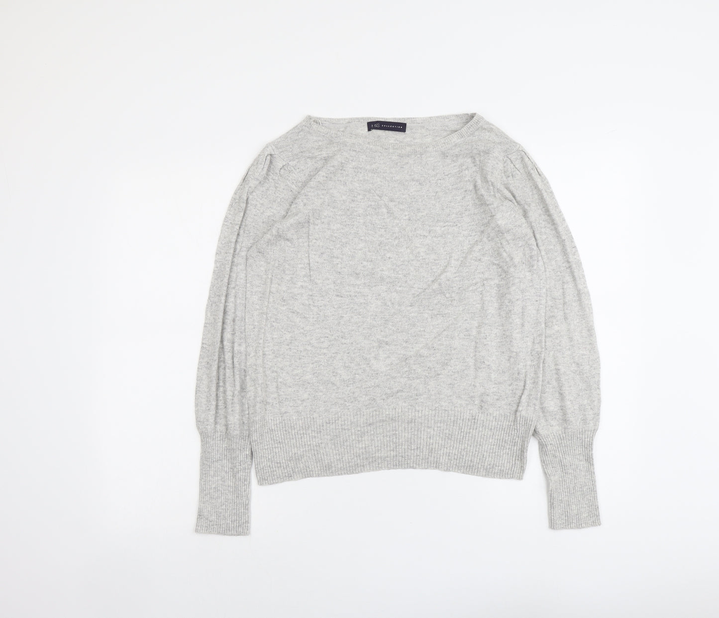 Marks and Spencer Womens Grey Round Neck Viscose Pullover Jumper Size 14