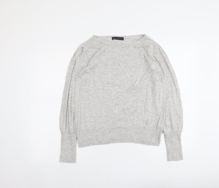 Marks and Spencer Womens Grey Round Neck Viscose Pullover Jumper Size 14