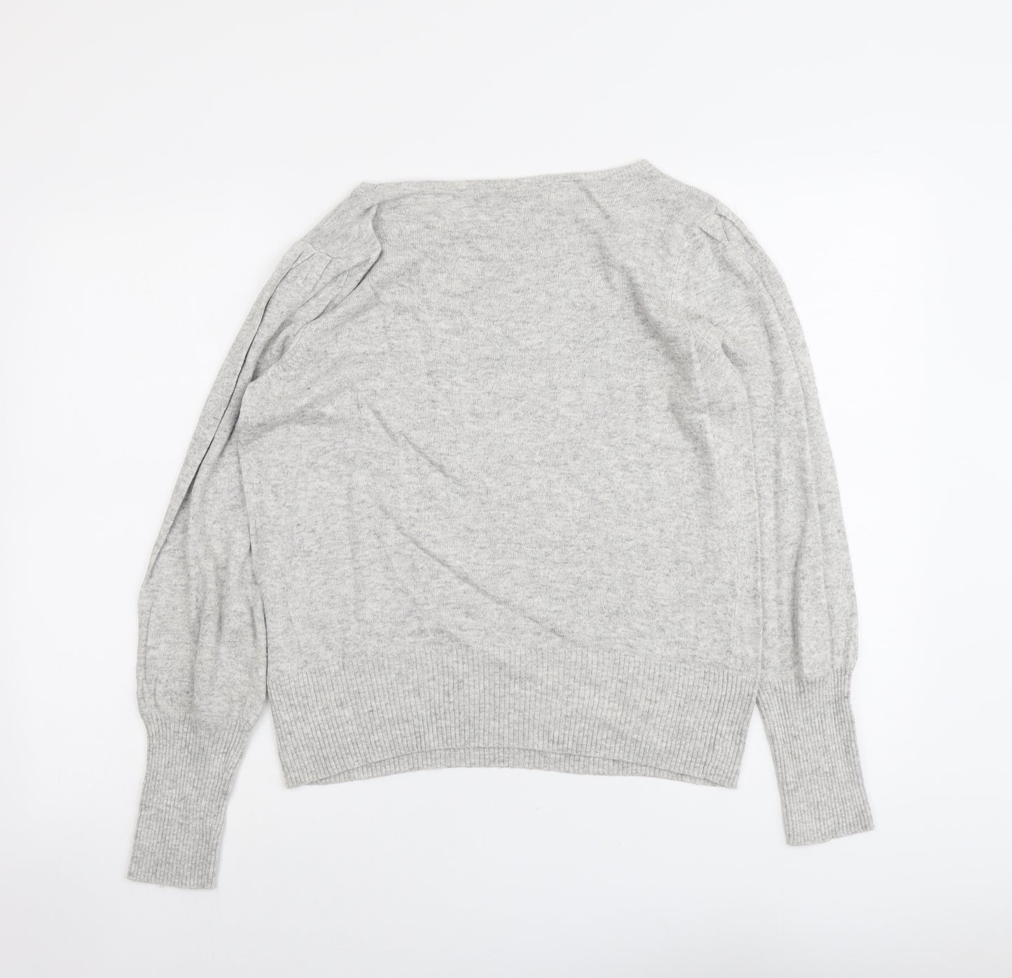 Marks and Spencer Womens Grey Round Neck Viscose Pullover Jumper Size 14