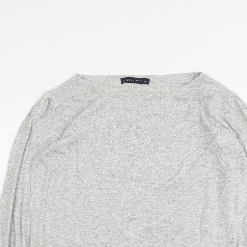 Marks and Spencer Womens Grey Round Neck Viscose Pullover Jumper Size 14