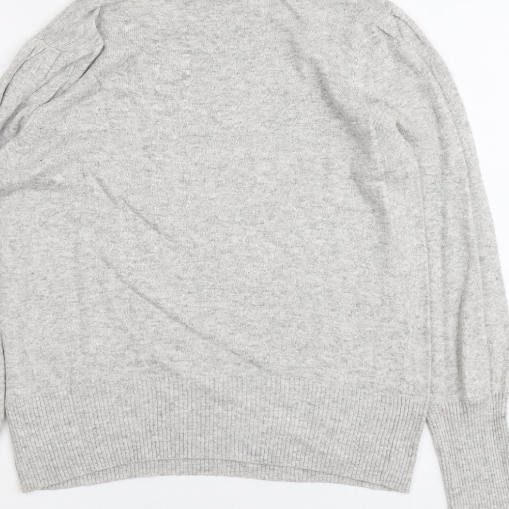 Marks and Spencer Womens Grey Round Neck Viscose Pullover Jumper Size 14