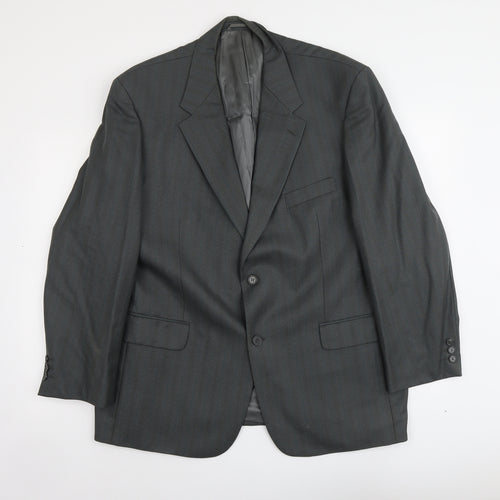 Wellington Mens Grey Striped Wool Jacket Suit Jacket Size L Regular