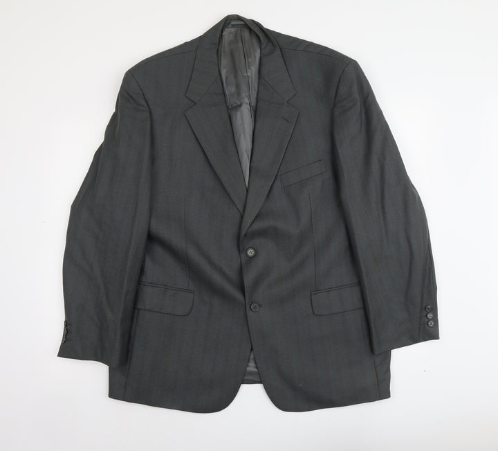 Wellington Mens Grey Striped Wool Jacket Suit Jacket Size L Regular