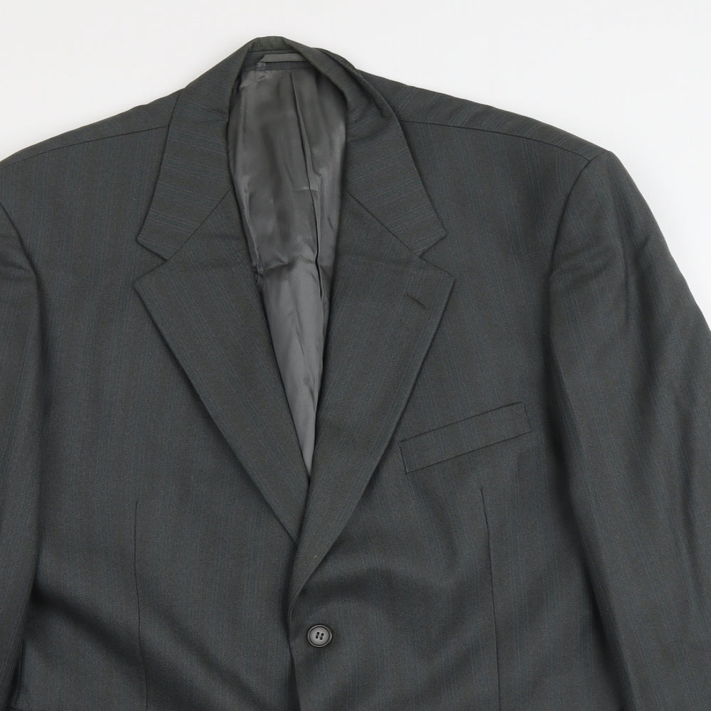 Wellington Mens Grey Striped Wool Jacket Suit Jacket Size L Regular