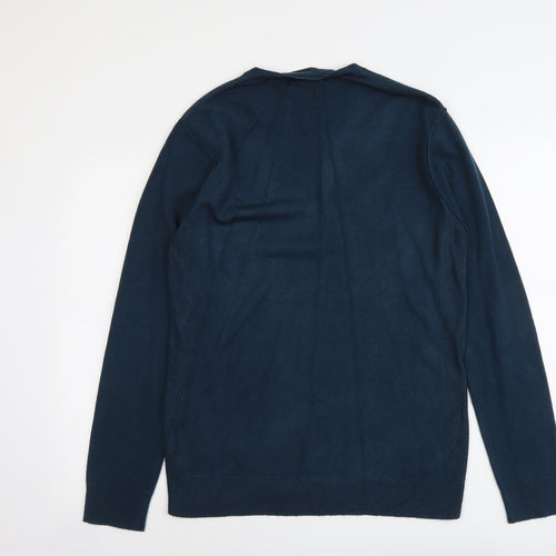 Twisted Soul Mens Blue Round Neck Acrylic Pullover Jumper Size L Long Sleeve