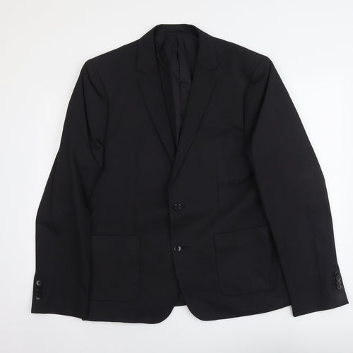 Kiomi Mens Black Polyester Jacket Suit Jacket Size L Regular