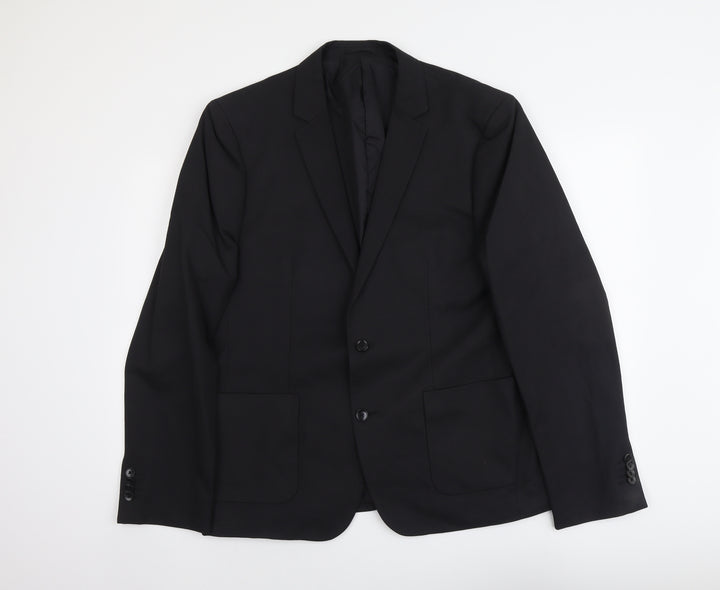 Kiomi Mens Black Polyester Jacket Suit Jacket Size L Regular