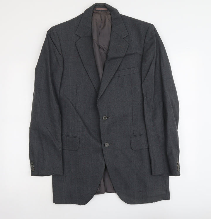 Dun&Co Mens Grey Check Wool Jacket Suit Jacket Size L Regular