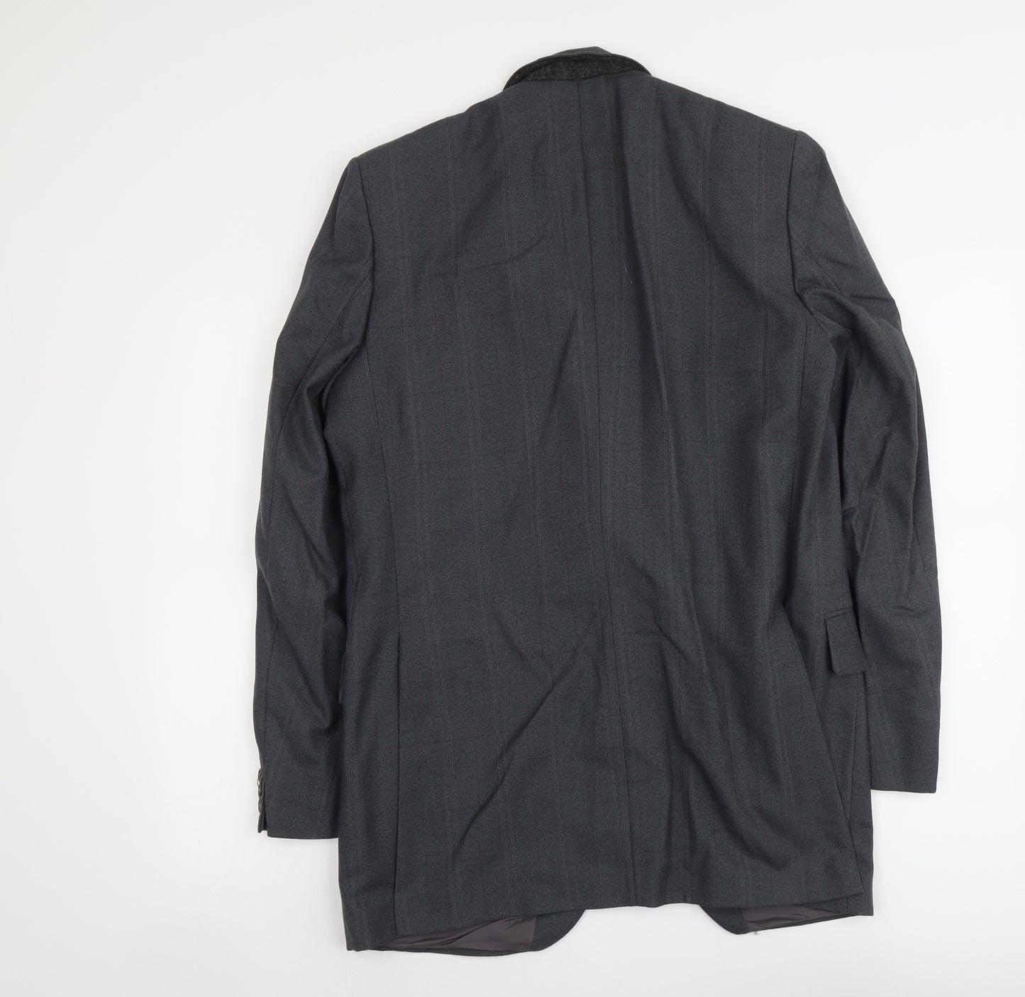 Dun&Co Mens Grey Check Wool Jacket Suit Jacket Size L Regular