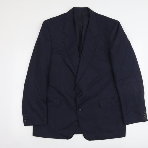 C&A Mens Blue Striped Polyester Jacket Suit Jacket Size XL Regular