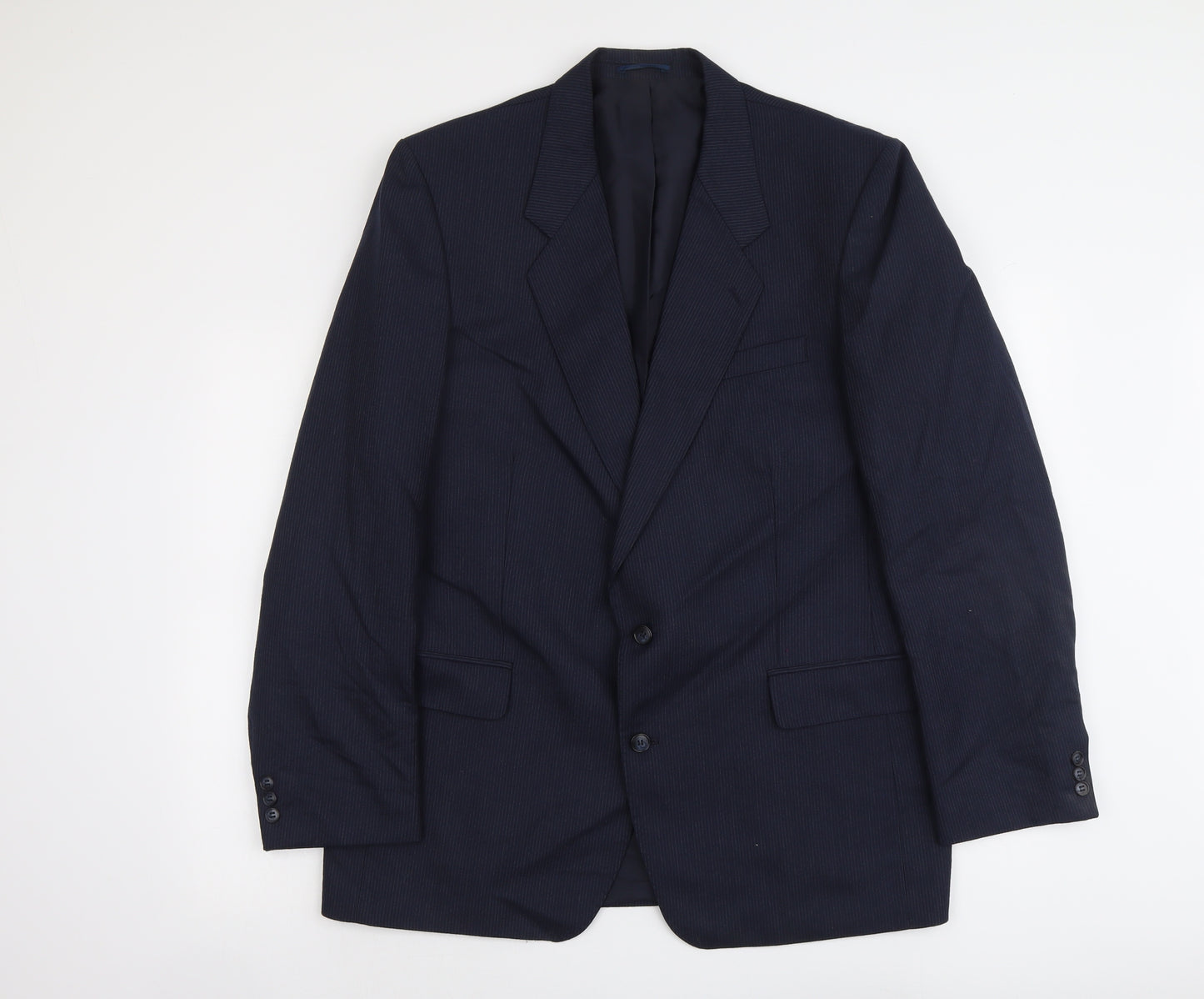 C&A Mens Blue Striped Polyester Jacket Suit Jacket Size XL Regular