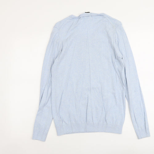 NEXT Mens Blue V-Neck Cotton Pullover Jumper Size S Long Sleeve