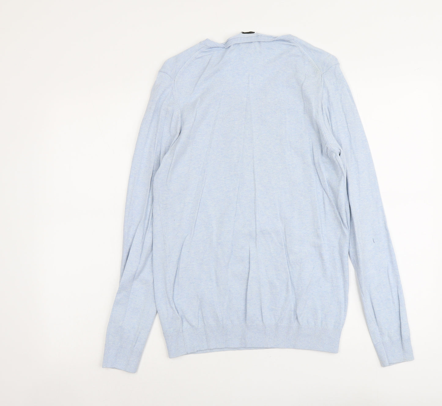 NEXT Mens Blue V-Neck Cotton Pullover Jumper Size S Long Sleeve