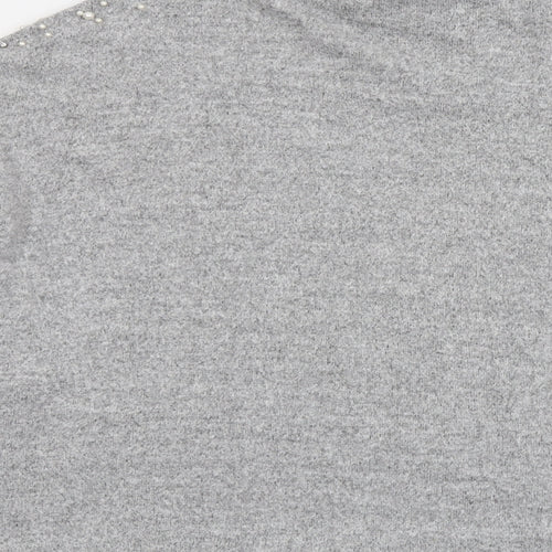 New Look Womens Grey Mock Neck Viscose Pullover Jumper Size 16