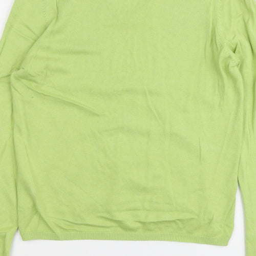 Marks and Spencer Womens Green V-Neck Viscose Pullover Jumper Size 14