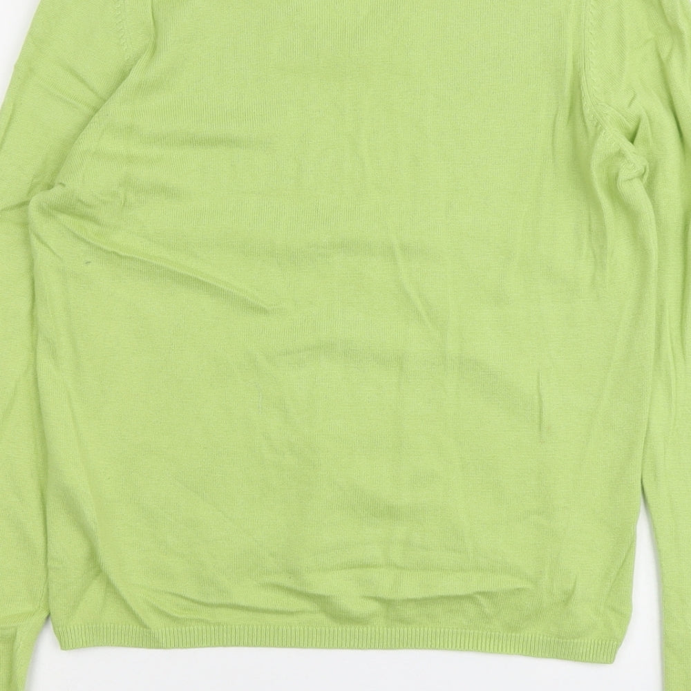 Marks and Spencer Womens Green V-Neck Viscose Pullover Jumper Size 14