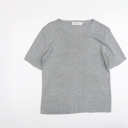 Bonmarché Womens Silver Round Neck Acrylic Pullover Jumper Size S