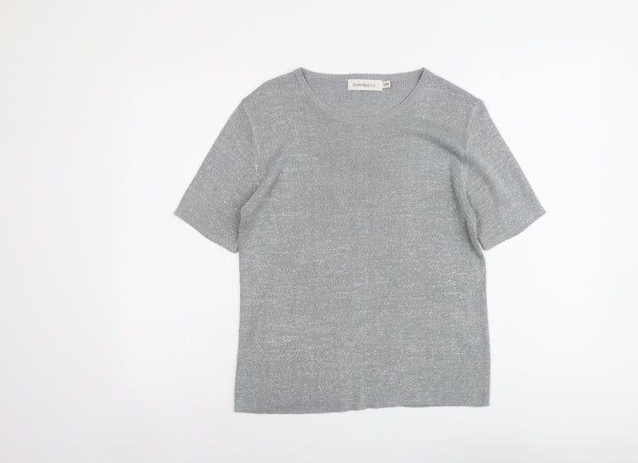 Bonmarché Womens Silver Round Neck Acrylic Pullover Jumper Size S