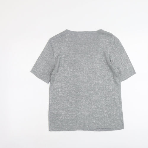 Bonmarché Womens Silver Round Neck Acrylic Pullover Jumper Size S