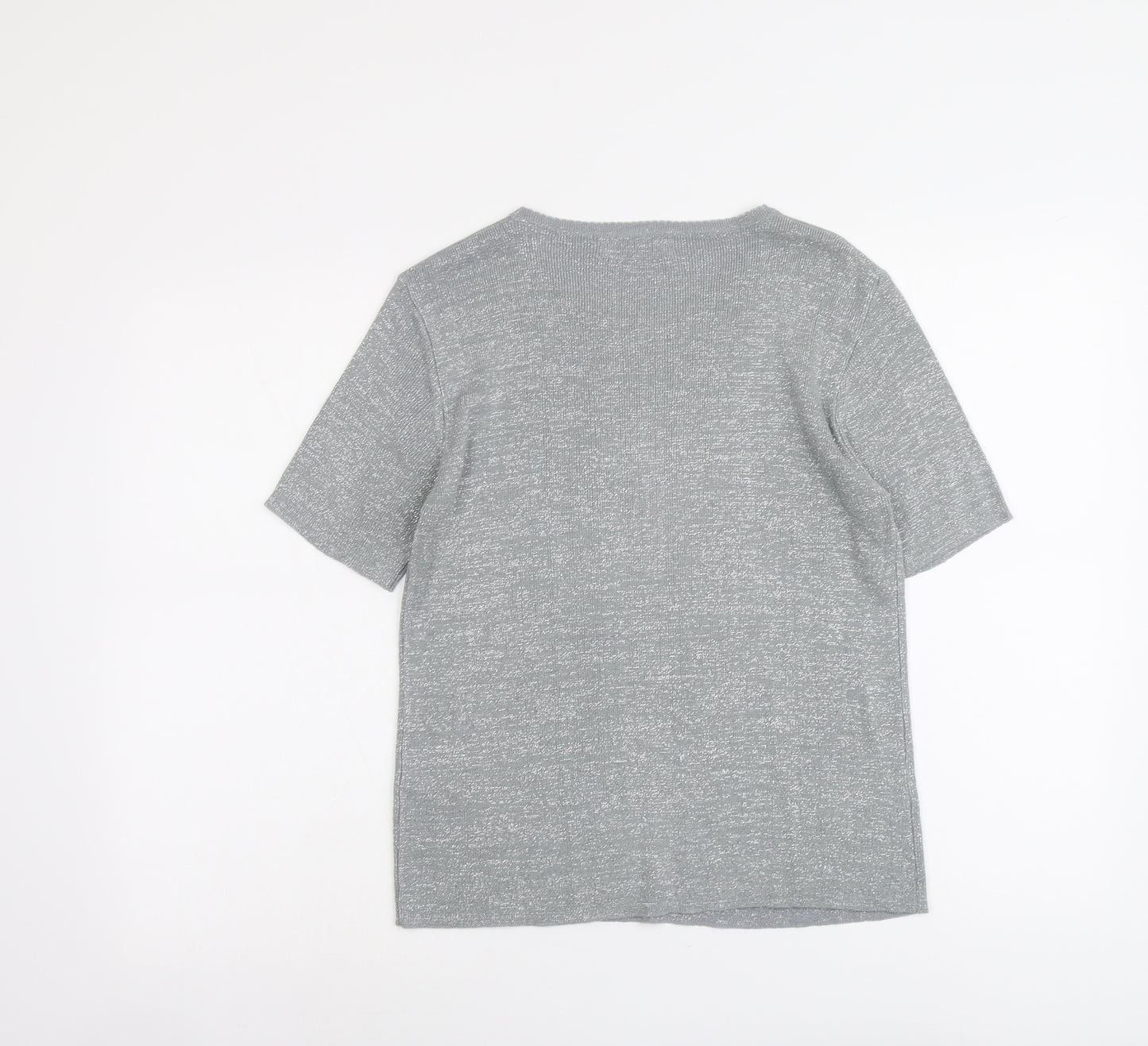 Bonmarché Womens Silver Round Neck Acrylic Pullover Jumper Size S