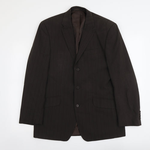 NEXT Mens Brown Striped Wool Jacket Suit Jacket Size M Regular