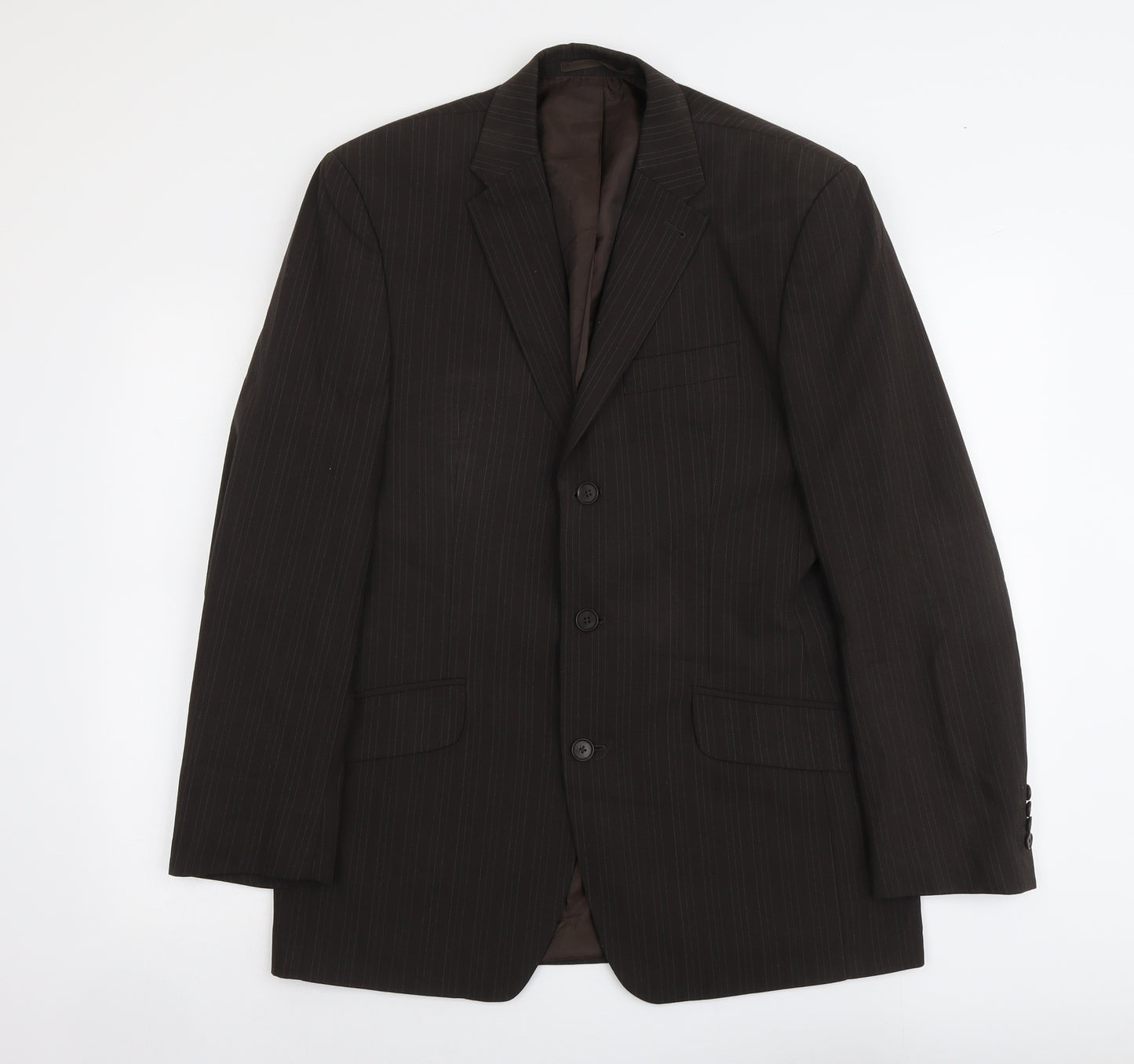 NEXT Mens Brown Striped Wool Jacket Suit Jacket Size M Regular