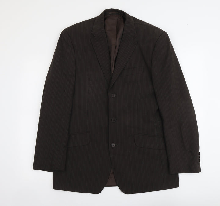 NEXT Mens Brown Striped Wool Jacket Suit Jacket Size M Regular