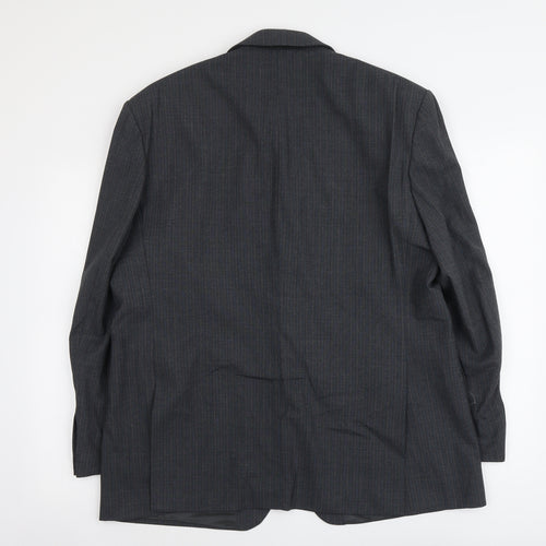 BHS Mens Grey Striped Polyester Jacket Suit Jacket Size L Regular