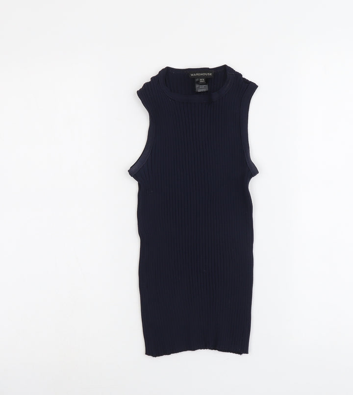 Warehouse Womens Blue Polyamide Basic Tank Size 12 Round Neck