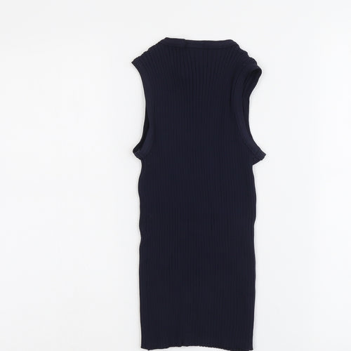 Warehouse Womens Blue Polyamide Basic Tank Size 12 Round Neck