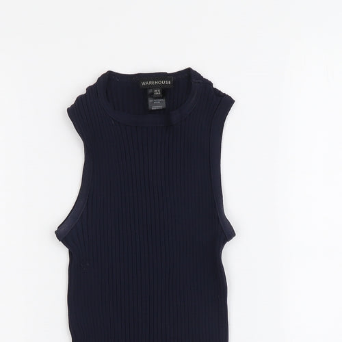Warehouse Womens Blue Polyamide Basic Tank Size 12 Round Neck