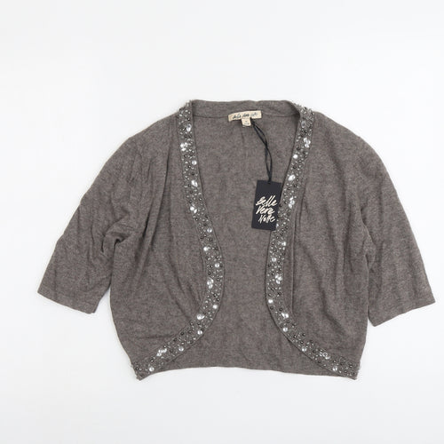 Belle Vere Notte Womens Brown V-Neck Viscose Cardigan Jumper Size 12